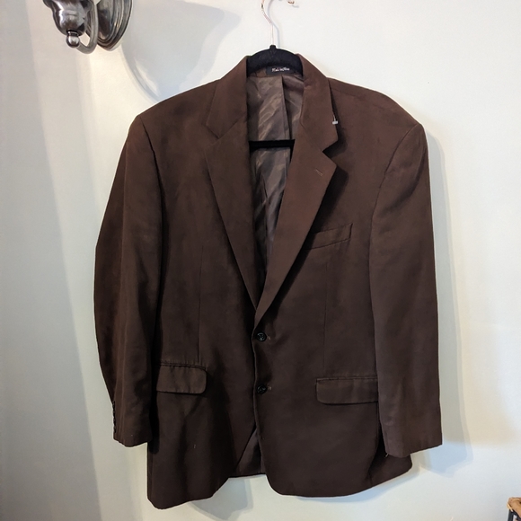 Ralph Lauren Men's Faux Suede Classic Fit Two Button Blazer Brown Size 46